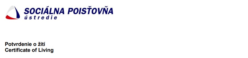 Tlačivo - Potvrdenie o žití