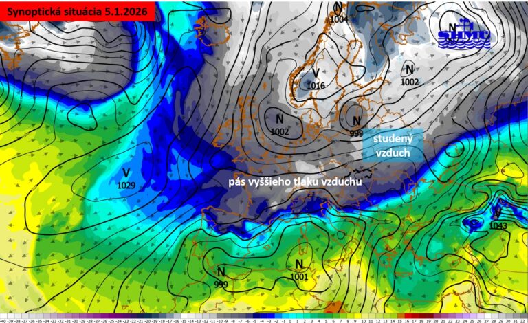 Synoptická situácia - 5. januára 2026.
