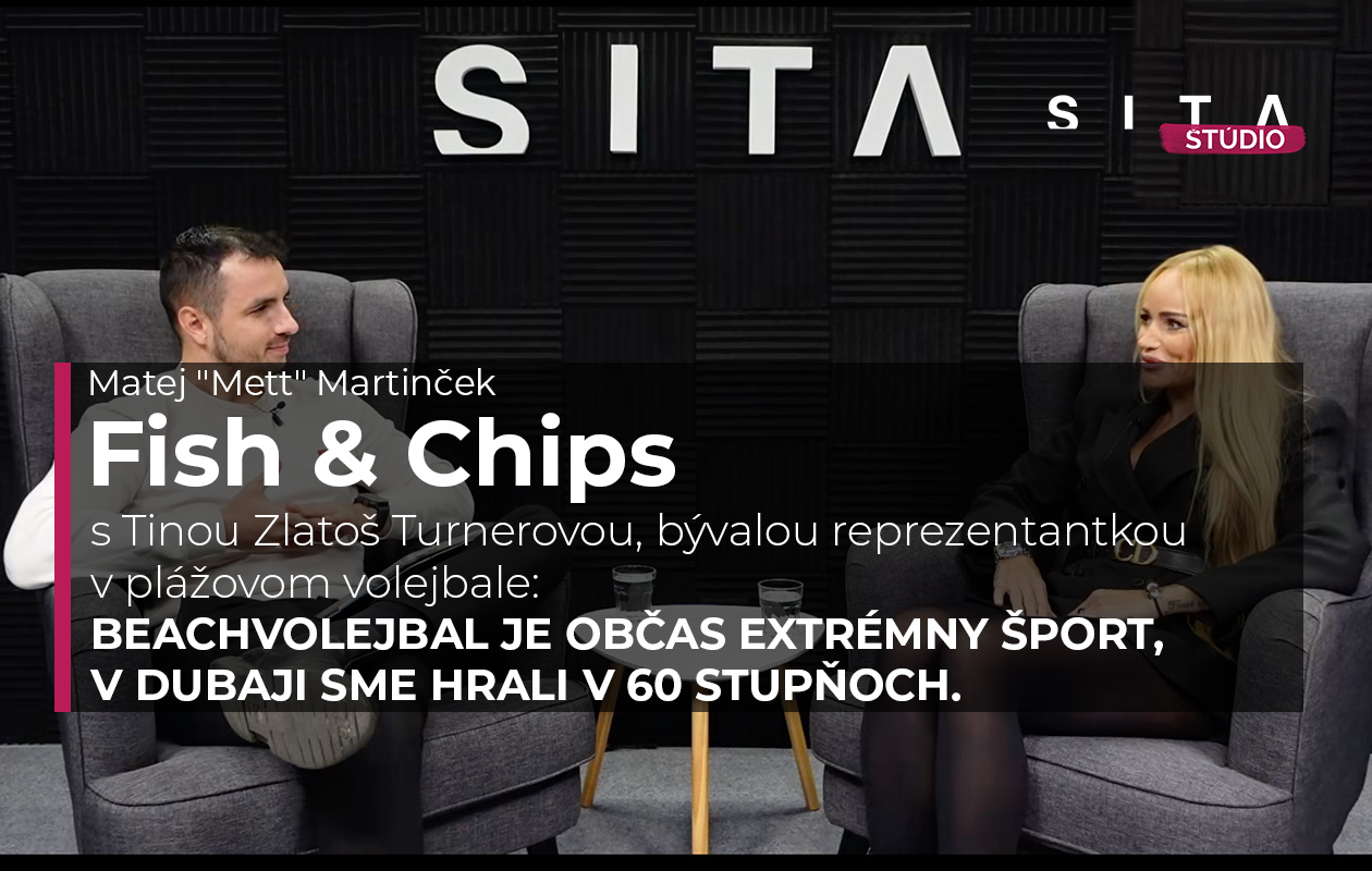 Tina Zlatoš Turnerová, bývalá reprezentantka v plážovom volejbale v rozhovore s Matejom Martinčekom počas nahrávania video podcastu v Štúdiu SITA.