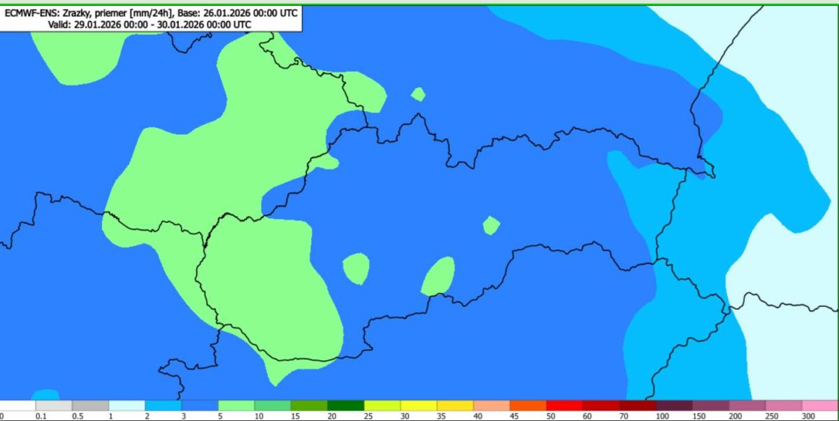 Zrážky na Slovensku 26.1. - 29.1. 2026