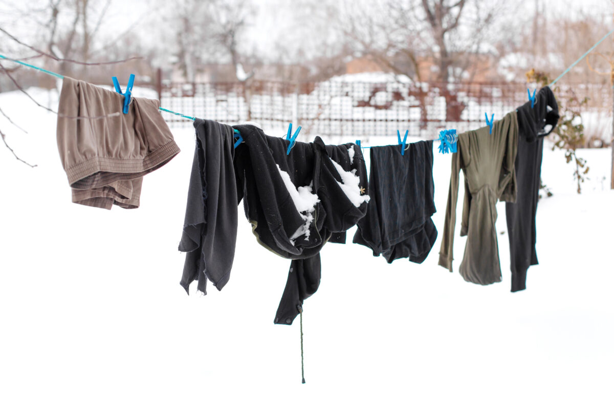 sušenie prádla v zime
