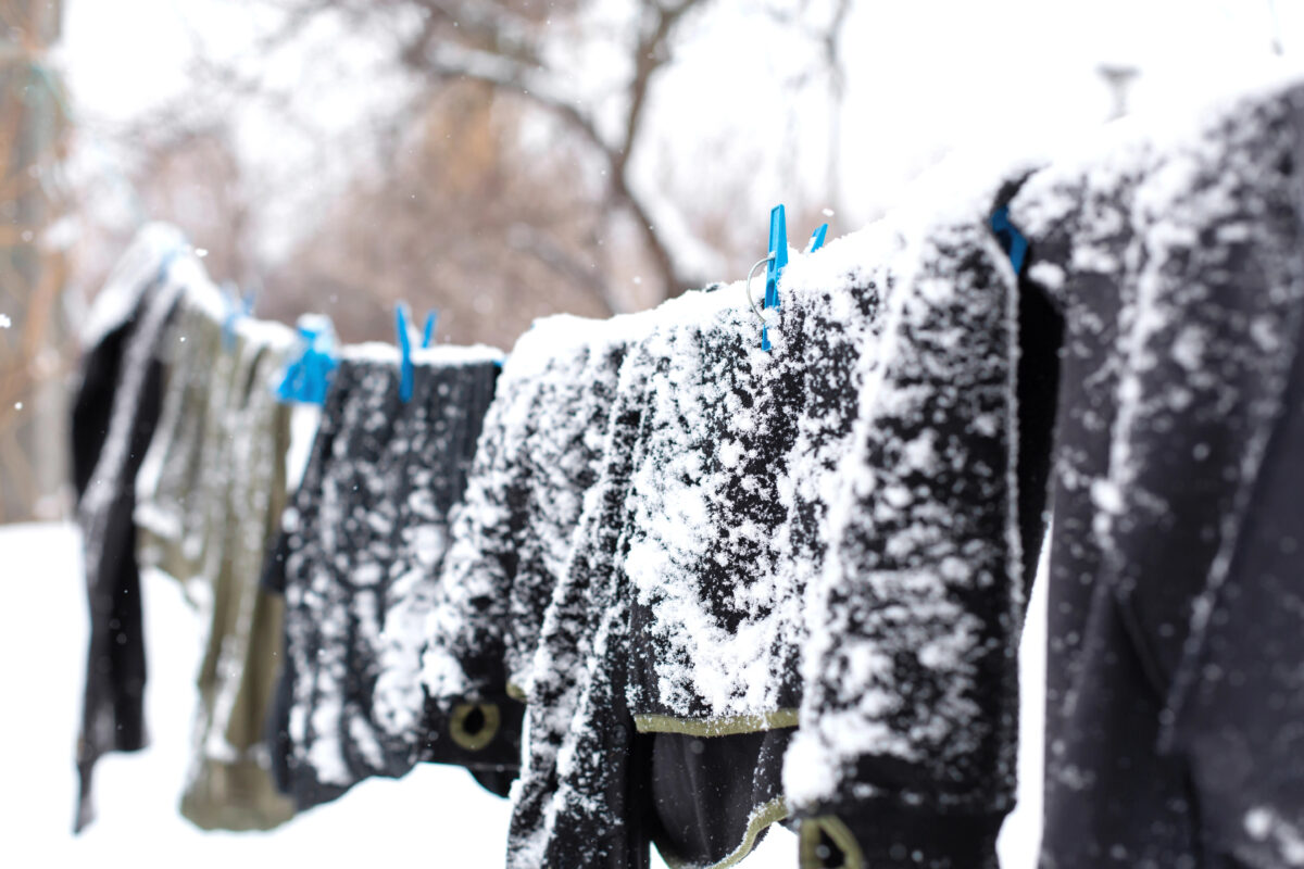 sušenie prádla v zime