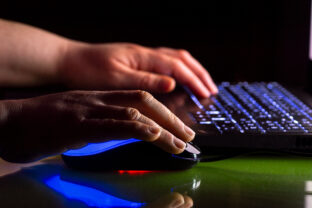 Gamer playing a multiplayer game online