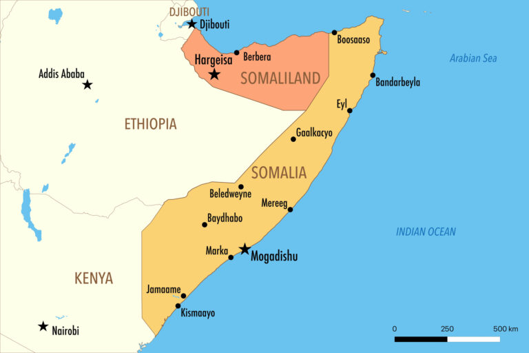 Map of Somalia and Somaliland