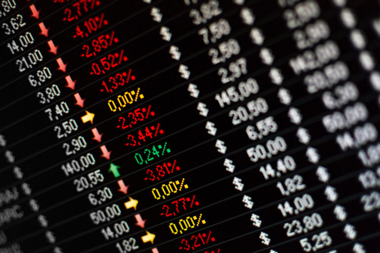 Financial information on a computer screen