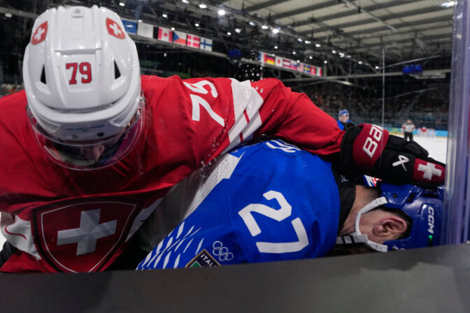 Hokej na olympiáde: zápas osemfinále Švajčiarsko - Taliansko