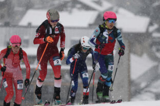 Slovenská reprezentantka Marianna Jagerčíková (8) v kvalifikácii šprintu skialpinistiek na ZOH 2026 Miláno/Cortina. Bormio, 19. február 2026.