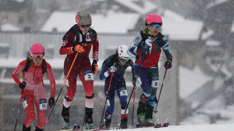 Slovenská reprezentantka Marianna Jagerčíková (8) v kvalifikácii šprintu skialpinistiek na ZOH 2026 Miláno/Cortina. Bormio, 19. február 2026.