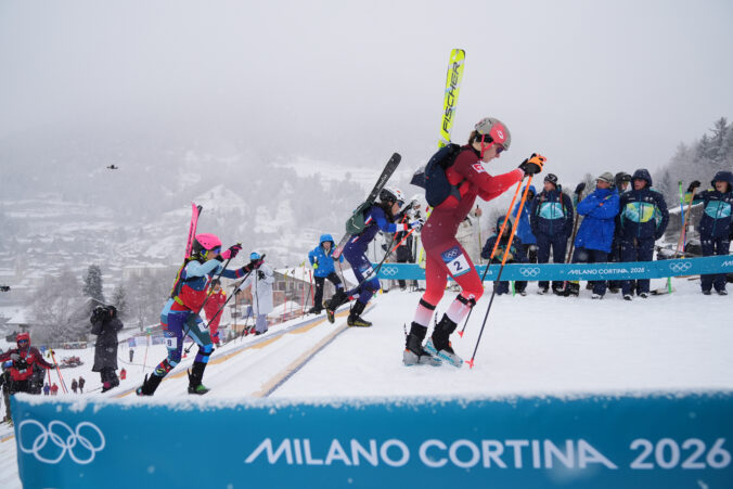 Slovenská reprezentantka Marianna Jagerčíková (8) v kvalifikácii šprintu skialpinistiek na ZOH 2026 Miláno/Cortina. Bormio, 19. február 2026.