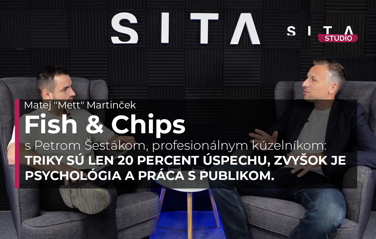 Peter Šesták, profesionálny kúzelník v rozhovore s Matejom ,,Mettom" Martinčekom počas nahrávania video podcastu v Štúdiu SITA.
