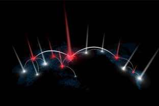 Abstract  Light Danger Of infection Symbol Sign out The epidemic is spread all over the world vector design