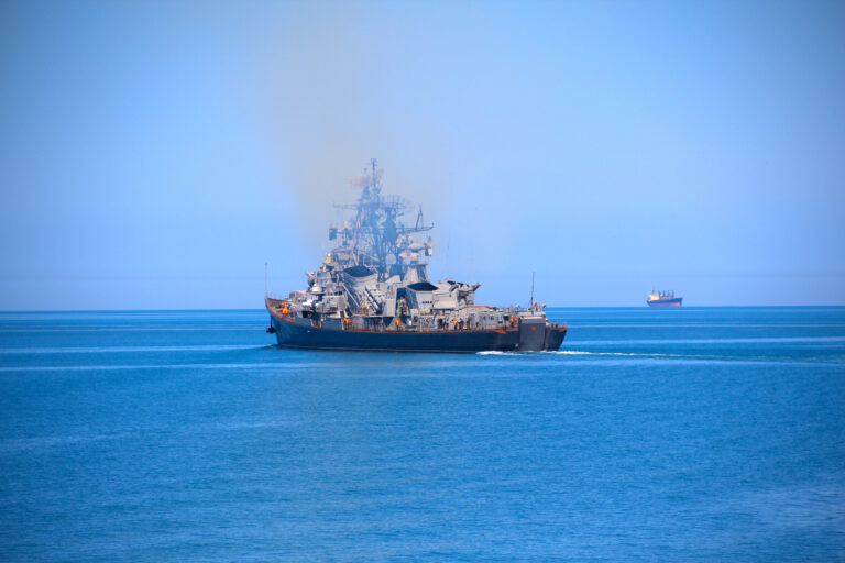 Warship on patrol