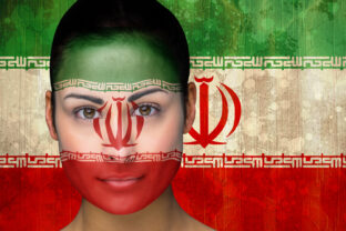 Beautiful football fan in face paint
