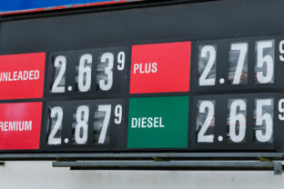 Gas Price Reader Sign at Fueling Station