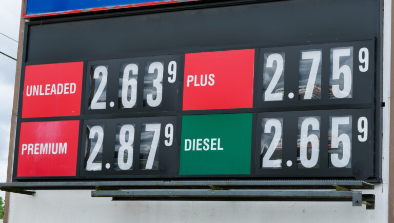 Gas Price Reader Sign at Fueling Station