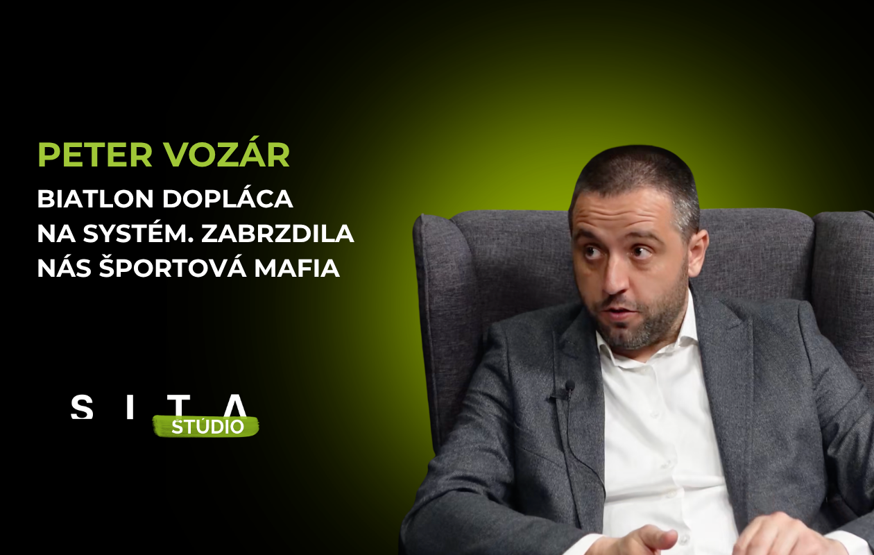 Peter Vozár v rozhovore s Andrejom Korimom počas nahrávanie novej epizódy video podcastu V Športovom SITE v Štúdiu SITA.