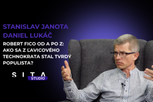 Stanislav Janota a Daniel Lukáč počas nahrávania novej epizódy video podcastu Konzervatívna kaviareň v Štúdiu SITA.