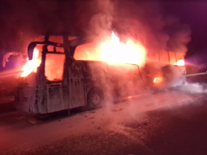 Požiar autobusu na Dargovskom kopci