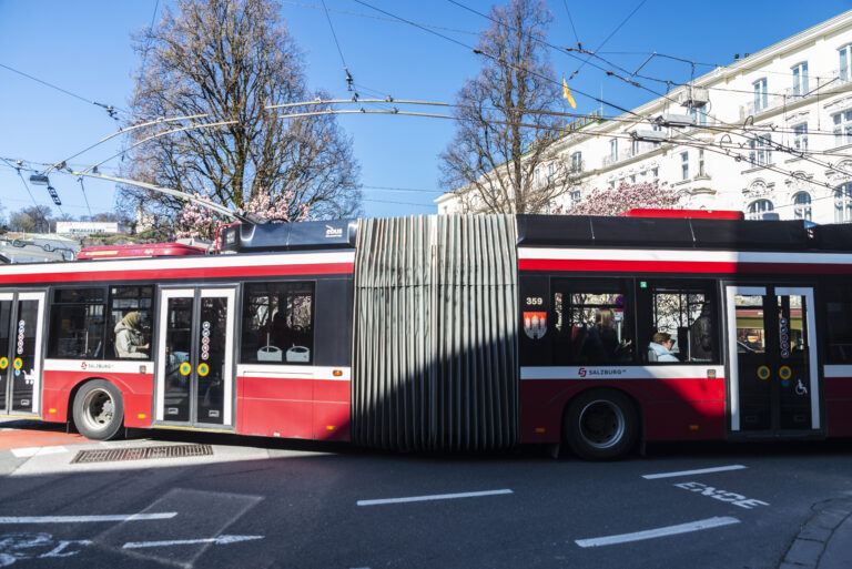 Trolley bus circulating in Salzburg, Austria