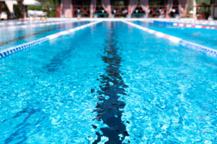 Lane swimming pool. Closeup of the row of lanes in the swimming pool