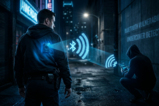 Digitálny terč na chrbte odhaľuje policajtov