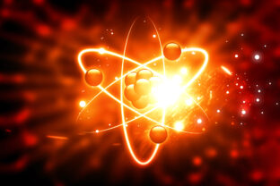 Atom on abstract background