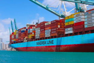 Miami, USA - April 23, 2022: Many containers at Port Miami, one of the largest cargo port