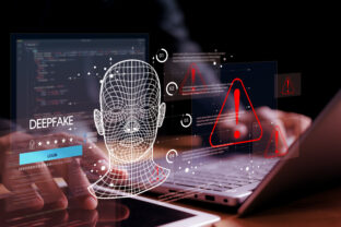 Deepfake concept ,Facial tracking, detection and recognition technology, Security system. Cyber security and Security password login online concept.