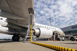 Refueling of airplane at airport