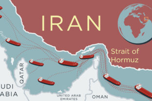 Maritime traffic with oil tankers in the Strait of Hormuz