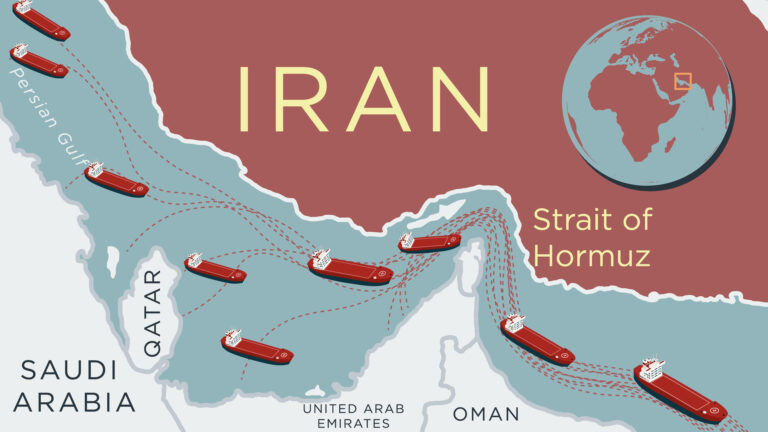 Maritime traffic with oil tankers in the Strait of Hormuz