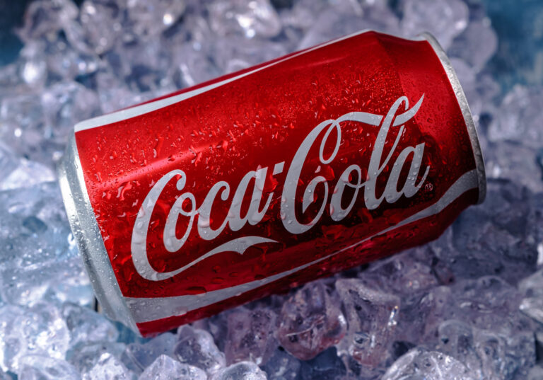 Can of Coca Cola on ice