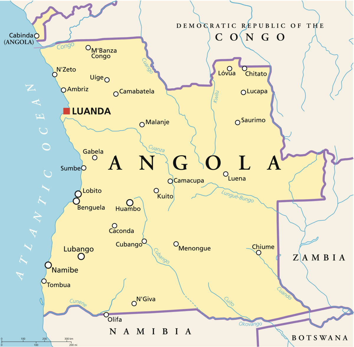 Angola Political Map