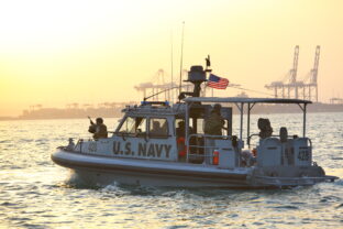 US NAVY inshore security patrolling in port of Djibouti