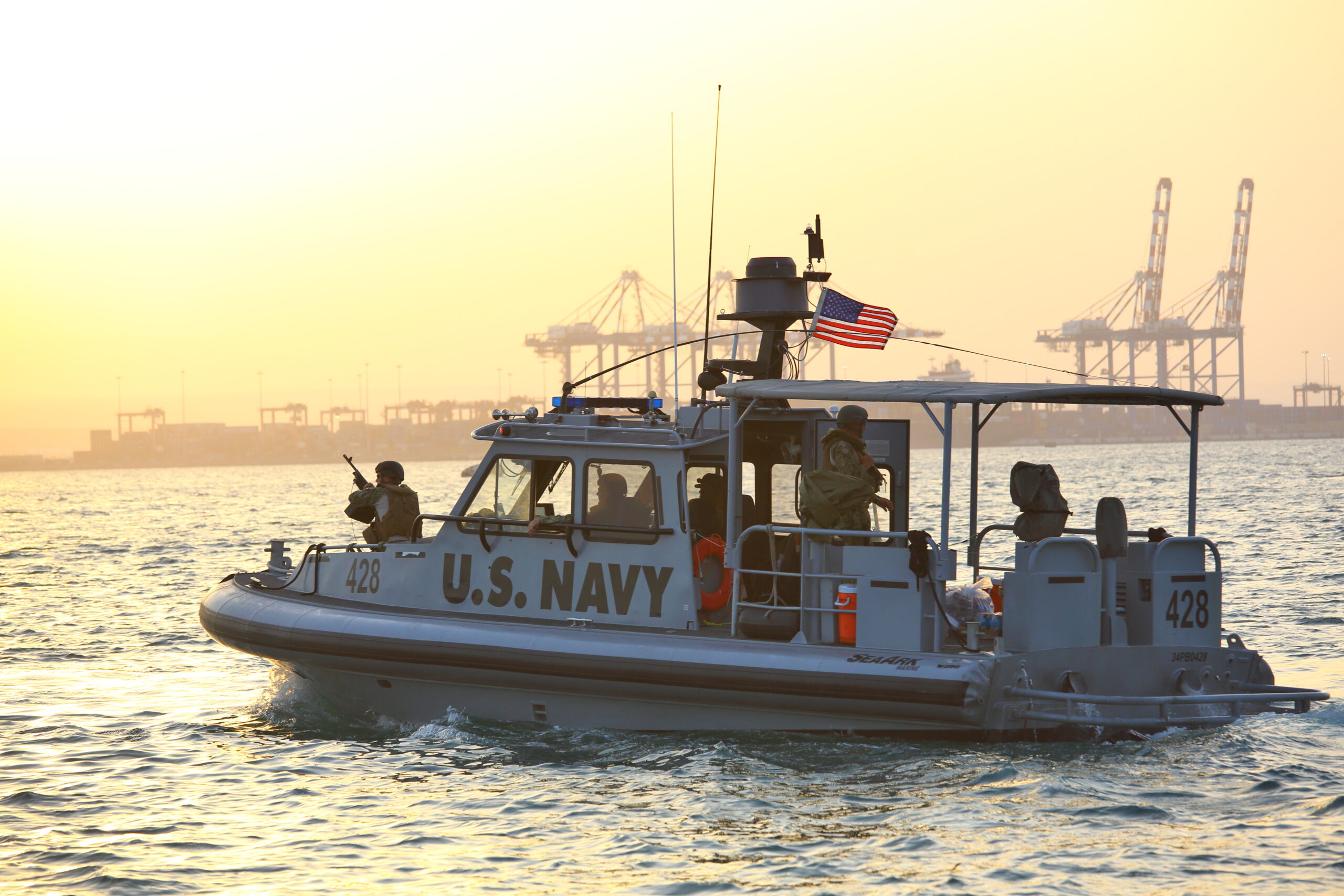 US NAVY inshore security patrolling in port of Djibouti