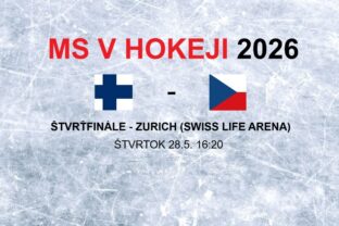 Hokej - štvrťfinále Fínsko - Česko na MS v hokeji 2026.