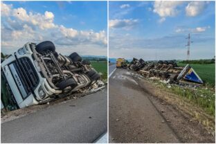 Nehoda kamióna na rýchlostnej ceste R4.