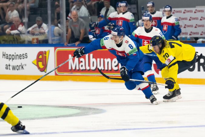 Fotografie zo zápasu Slovensko - Švédsko na MS v hokeji 2026.