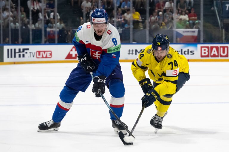 Fotografie zo zápasu Slovensko - Švédsko na MS v hokeji 2026.