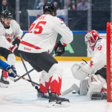 Fotografie zo zápasu Slovensko - Kanada na MS v hokeji 2026.