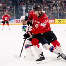 Fotografie zo zápasu Kanada - Nórsko na MS v hokeji 2026.