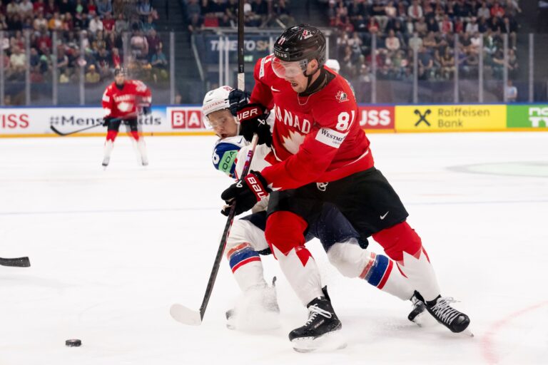 Fotografie zo zápasu Kanada - Nórsko na MS v hokeji 2026.