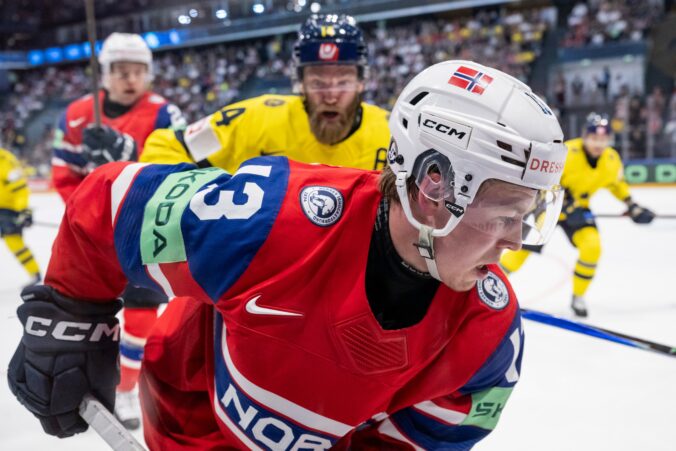 Fotografie zo zápasu Švédsko - Nórsko na MS v hokeji 2026