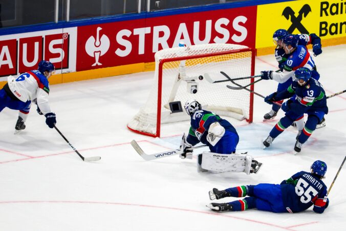 Fotografie zo zápasu Slovensko - Taliansko na MS v hokeji 2026.
