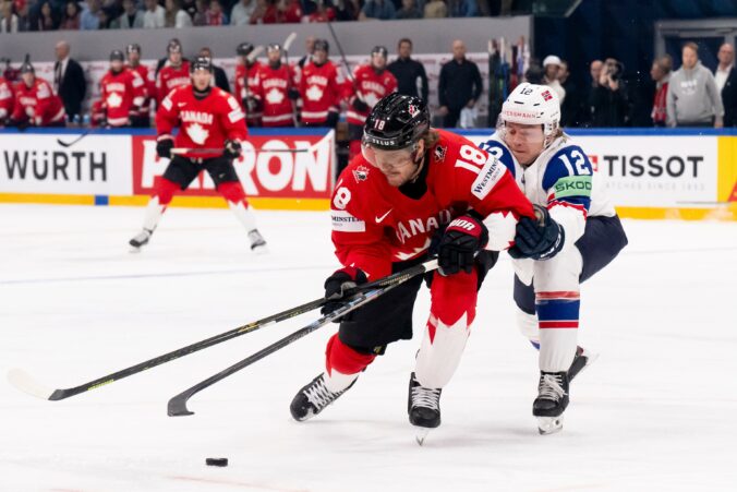 Fotografie zo zápasu Kanada - Nórsko na MS v hokeji 2026.