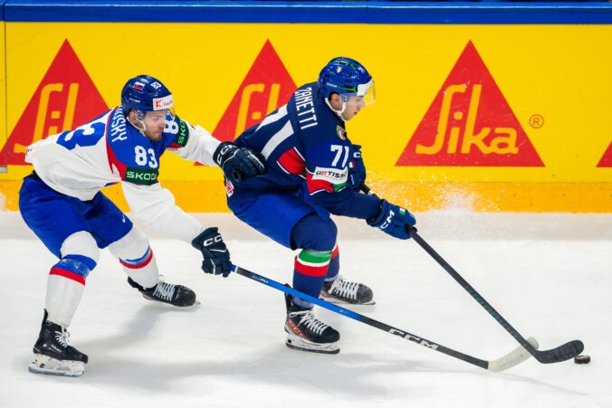Fotografie zo zápasu Slovensko - Taliansko na MS v hokeji 2026.