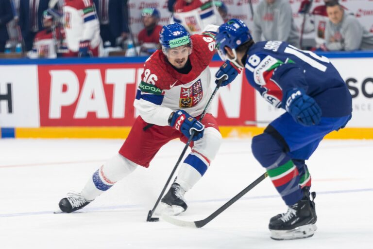 Fotografie zo zápasu Česko - Taliansko na MS v hokeji 2026.