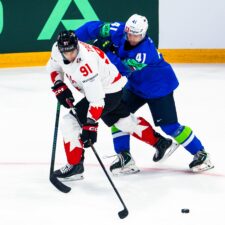 Fotografie zo zápasu Kanada - Slovinsko na MS v hokeji 2026.