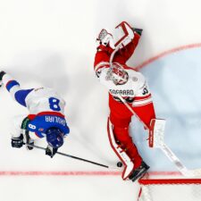 Fotografie zo zápasu Slovensko - Dánsko na MS v hokeji 2026.