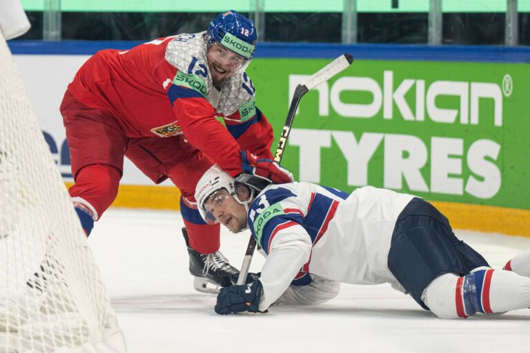 Fotografie zo zápasu Česko - Nórsko na MS v hokeji 2026.
